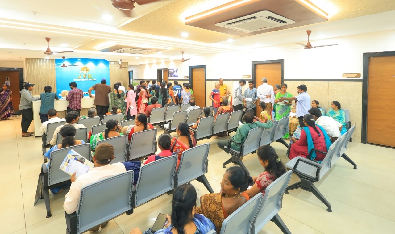 Patients waiting at JVK reception